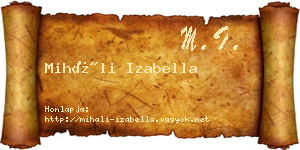 Miháli Izabella névjegykártya